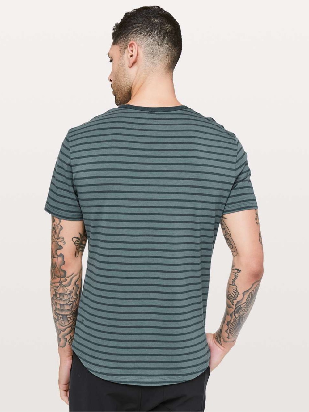 Lululemon /// Mens5 Year Basic Tee - Yachtie Stripe Sea Steel Gravity - Size XL